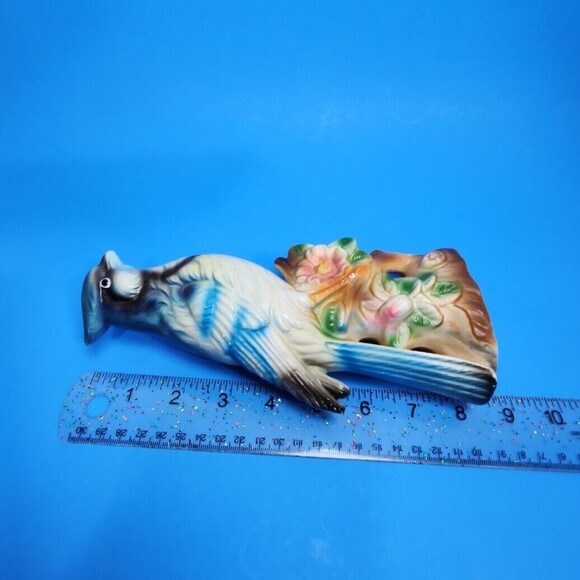 Vintage Norleans Bird Figurine Ceramic Blue Jay Japan 8 inch Matte Finish - Picture 6 of 8